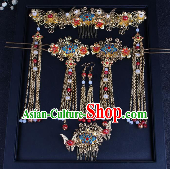 Top Chinese Traditional Hair Accessories Wedding Blueing Lotus Hair Clasp Hairpins for Women