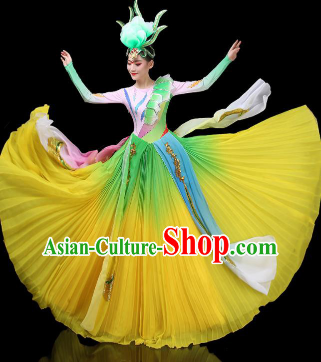 Top Grade Stage Show Costumes Group Dance Modern Dance Chorus Yellow Dress for Women