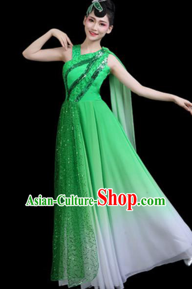 Top Grade Chorus Stage Show Costumes Group Dance Modern Dance Green Dress for Women