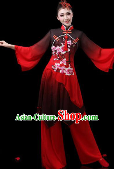 Chinese Traditional Classical Dance Costumes Fan Dance Group Dance Umbrella Dance Red Dress for Women