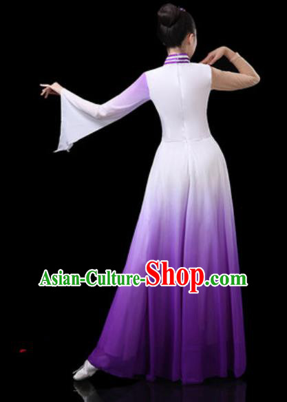 Chinese Traditional Classical Dance Costumes Group Dance Umbrella Dance Purple Dress for Women
