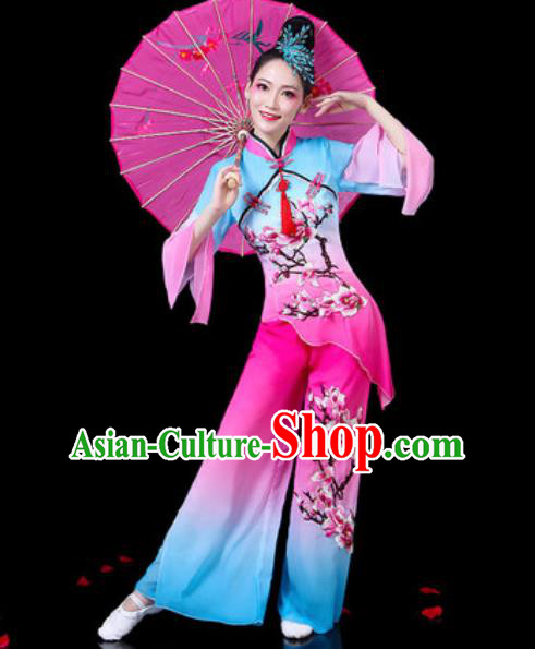 Chinese Traditional Folk Dance Costumes Umbrella Dance Yangko Group Dance Clothing for Women