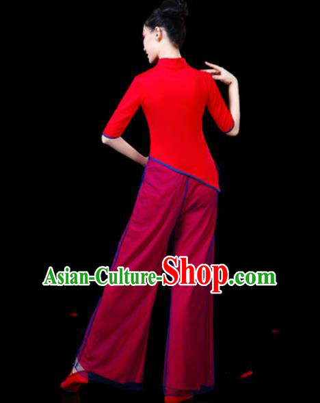 Chinese Traditional Folk Dance Costumes Fan Dance Yangko Group Dance Red Clothing for Women