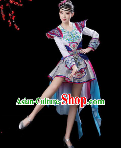 Chinese Ethnic Costumes Traditional Mongolian Nationality Folk Dance Short Dress for Women