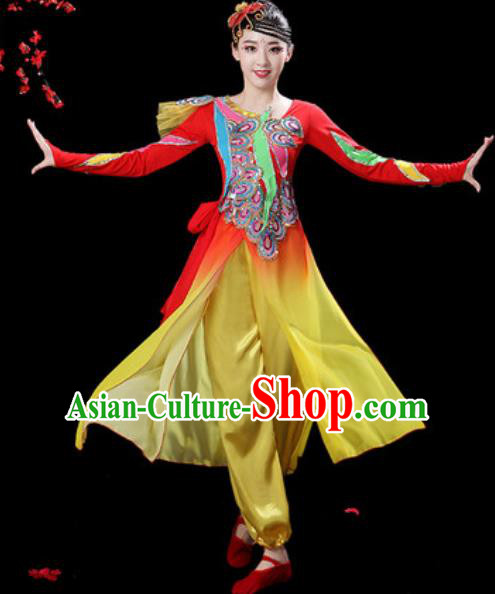 Chinese Folk Dance Drum Dance Costumes Traditional Fan Dance Yangko Clothing for Women