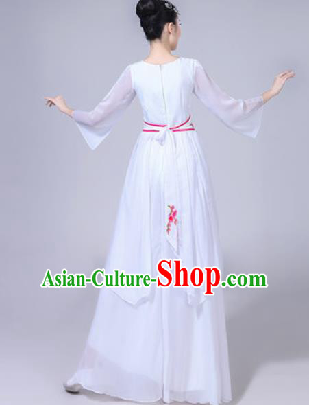 Chinese Classical Dance White Dress Traditional Chorus Umbrella Dance Fan Dance Costumes for Women