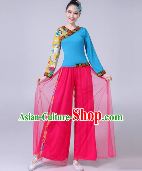 Traditional Chinese Yangko Dance Costumes Folk Dance Fan Dance Clothing for Women