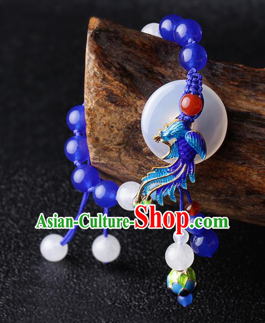 Chinese Traditional Jewelry Accessories National Hanfu Blueing Phoenix Bracelet for Women