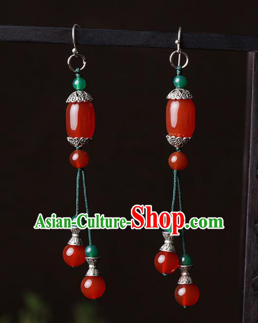 Chinese Traditional Agate Ear Jewelry Accessories National Hanfu Earrings for Women