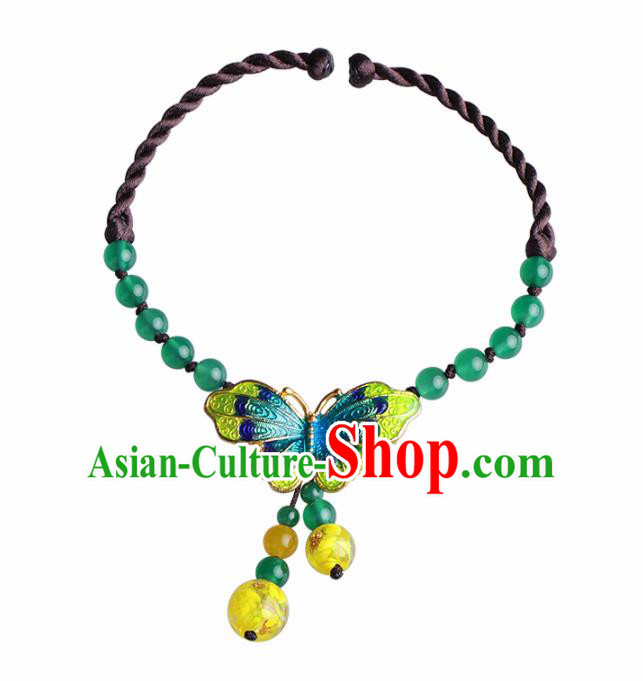 Chinese Traditional Jewelry Accessories National Hanfu Blueing Butterfly Bracelet for Women