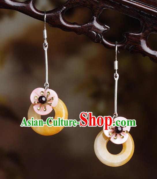 Chinese Traditional Ear Jewelry Accessories National Hanfu Classical Topaz Earrings for Women