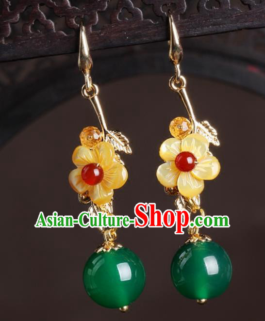 Chinese National Classical Hanfu Yellow Flower Earrings Traditional Jewelry Accessories for Women