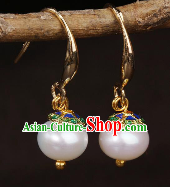 Chinese National Classical Hanfu Pearl Earrings Traditional Jewelry Accessories for Women