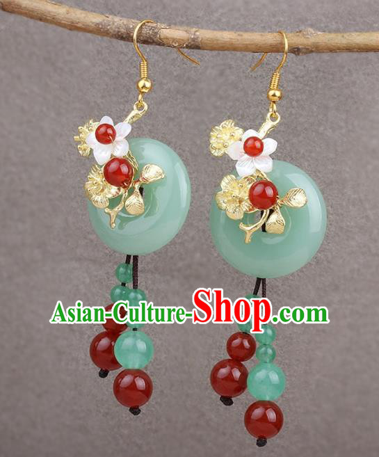 Chinese Yunnan National Classical Jade Earrings Traditional Ear Jewelry Accessories for Women