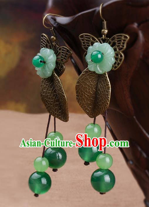 Chinese Yunnan National Classical Earrings Traditional Hanfu Ear Jewelry Accessories for Women