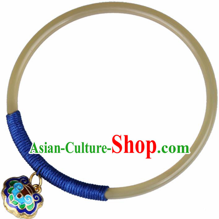 Chinese Traditional Jewelry Accessories National Hanfu Ox Horn Blueing Bracelet for Women