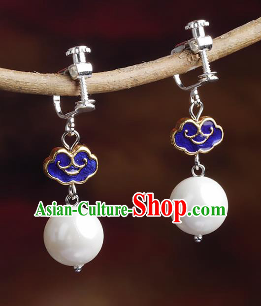 Chinese Yunnan National Cloisonne Earrings Traditional Classical Hanfu Ear Jewelry Accessories for Women