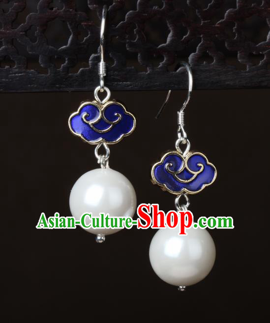 Chinese Yunnan National Cloisonne Earrings Traditional Classical Hanfu Ear Jewelry Accessories for Women