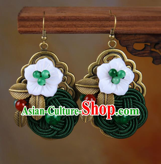 Chinese Yunnan National Earrings Traditional Classical Hanfu Ear Jewelry Accessories for Women