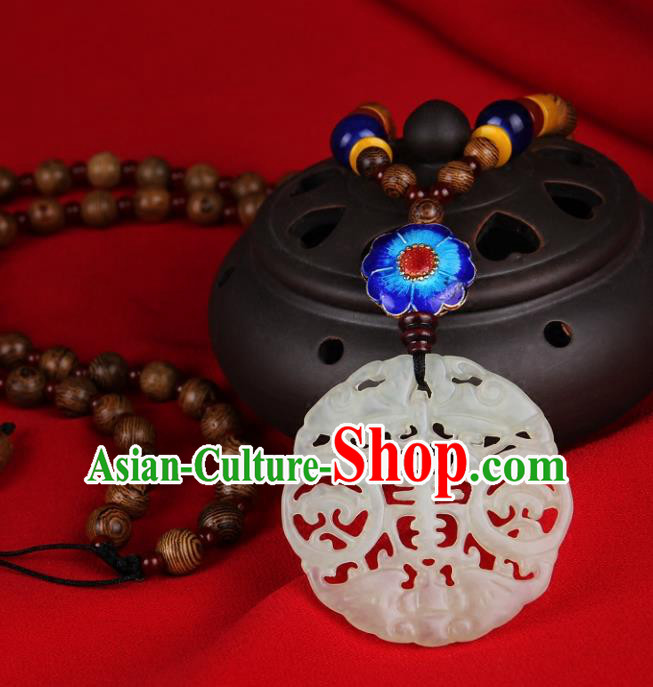 Chinese Yunnan National Jade Necklace Traditional Classical Hanfu Jewelry Accessories for Women