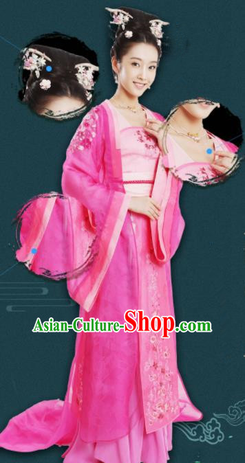 Chinese Traditional Ming Dynasty Princess Replica Costumes Ancient Palace Lady Hanfu Dress and Headpiece Complete Set