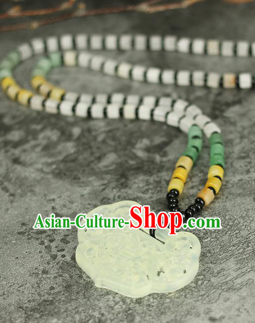 Handmade Chinese Traditional Jade Necklace Traditional Classical Hanfu Necklet Jewelry Accessories for Women