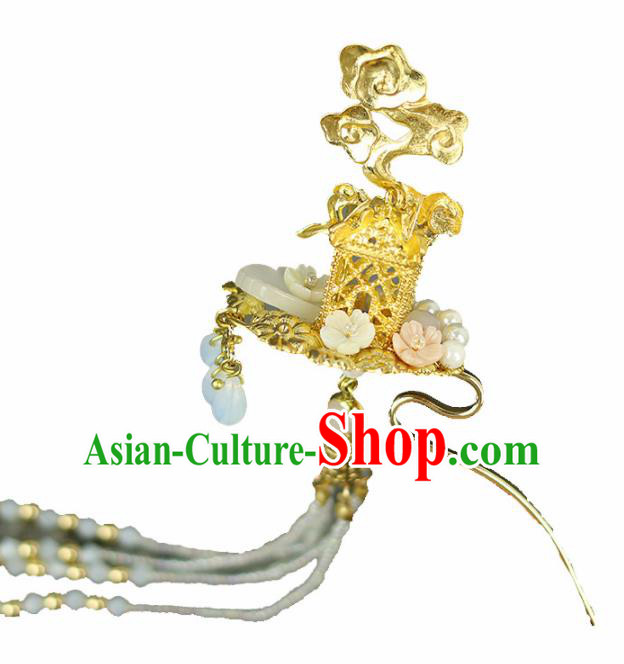 Handmade Chinese Traditional Golden Tassel Hairpins Traditional Classical Hanfu Hair Accessories for Women