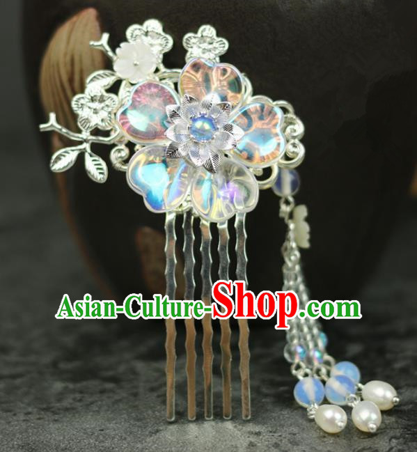 Handmade Chinese Traditional Tassel Flowers Hair Combs Traditional Classical Hanfu Hair Accessories for Women