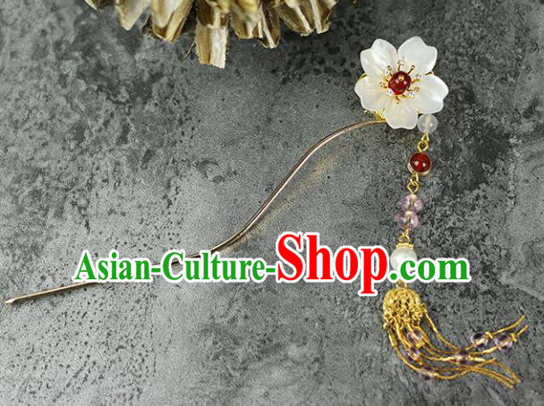 Handmade Chinese Traditional Shell Flower Tassel Hairpins Traditional Classical Hanfu Hair Accessories for Women