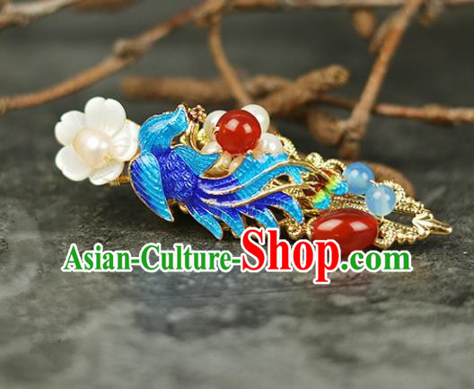 Handmade Chinese Traditional Blueing Phoenix Hair Claw Traditional Classical Hanfu Hair Accessories for Women