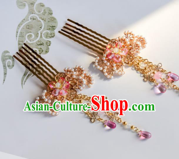 Handmade Chinese Traditional Tassel Hair Combs Ancient Classical Hanfu Hair Accessories for Women