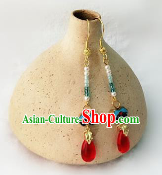 Chinese Ancient Handmade Tassel Earrings Traditional Classical Hanfu Ear Jewelry Accessories for Women