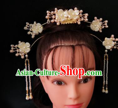 Chinese Ancient Traditional Hanfu Shell Hairpins Hair Comb Handmade Classical Hair Accessories for Women