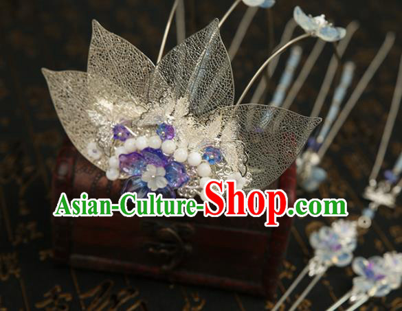 Chinese Ancient Traditional Hanfu Hairpins Tassel Phoenix Coronet Handmade Classical Hair Accessories for Women