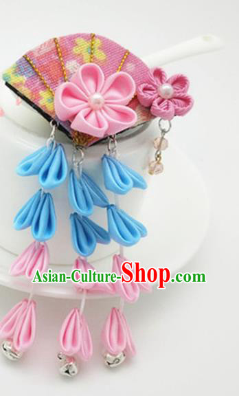 Asian Japanese Traditional Geisha Pink Hair Claw Japan Kimono Handmade Classical Hair Accessories for Women