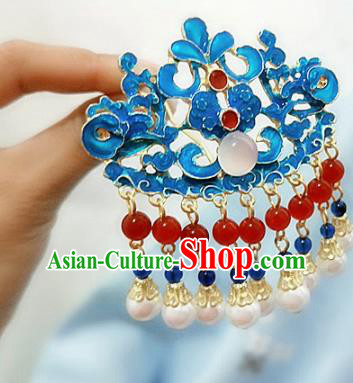 Chinese Traditional Blueing Tassel Hairpins Handmade Classical Hair Accessories for Women