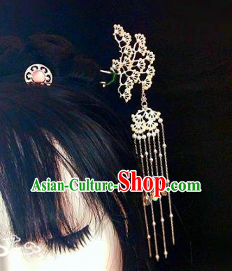 Chinese Ancient Traditional Pine Tassel Hairpins Handmade Classical Hair Accessories for Women