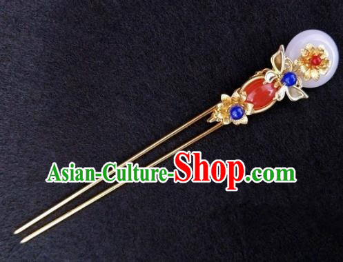 Chinese Ancient Traditional Hanfu Agate Hairpins Handmade Classical Hair Accessories for Women