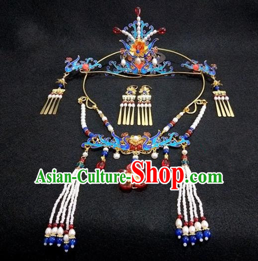 Chinese Ancient Traditional Hanfu Phoenix Coronet Hairpins Handmade Classical Hair Accessories for Women