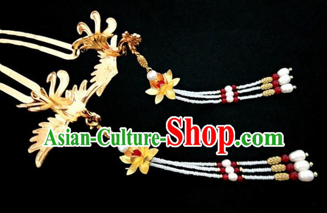 Chinese Ancient Traditional Phoenix Tassel Hairpins Handmade Classical Hair Accessories for Women