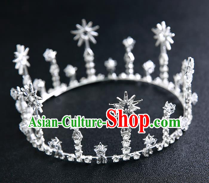 Handmade Top Grade Hair Accessories Baroque Crystal Round Royal Crown for Women