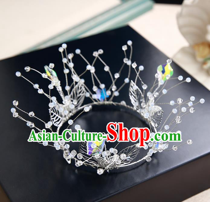 Handmade Top Grade Bride Hair Accessories Baroque Round Royal Crown for Women