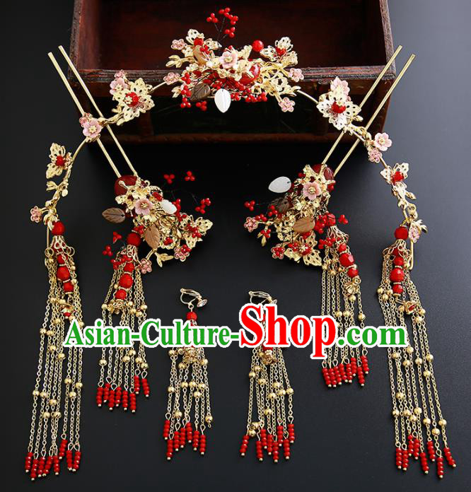 Chinese Ancient Traditional Hanfu Phoenix Coronet Hairpins Handmade Classical Hair Accessories for Women