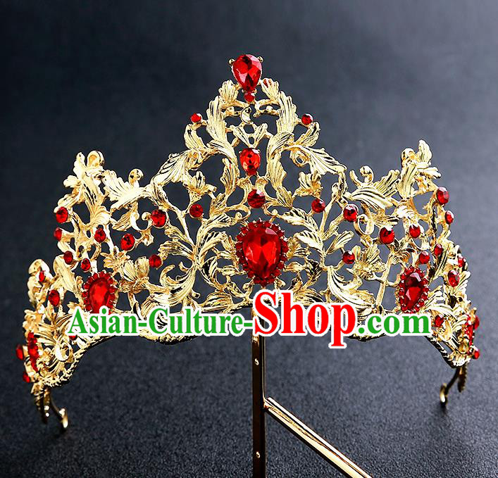 Top Grade Handmade Baroque Royal Crown Hair Accessories Princess Hair Clasp for Women