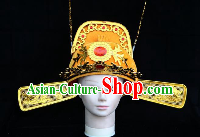 Traditional Chinese Beijing Opera Bridegroom Hair Accessories Peking Opera Niche Golden Hat for Men