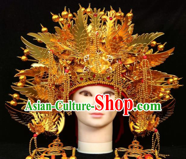 Traditional Chinese Beijing Opera Princess Hats Peking Opera Diva Golden Phoenix Coronet for Women