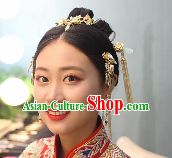 Chinese Ancient Traditional Hanfu Wedding Hairpins Handmade Classical Hair Accessories Complete Set for Women