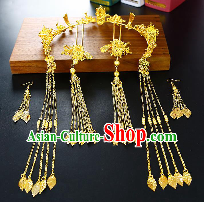 Chinese Ancient Traditional Hanfu Wedding Hair Clasp Hairpins Handmade Classical Hair Accessories Complete Set for Women