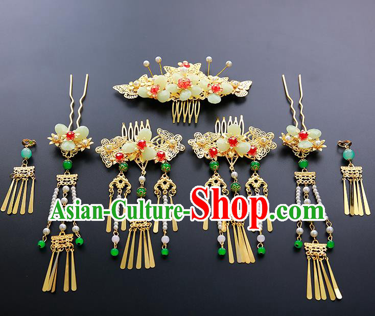 Chinese Ancient Traditional Hanfu Hairpins Hair Combs Handmade Classical Hair Accessories Complete Set for Women