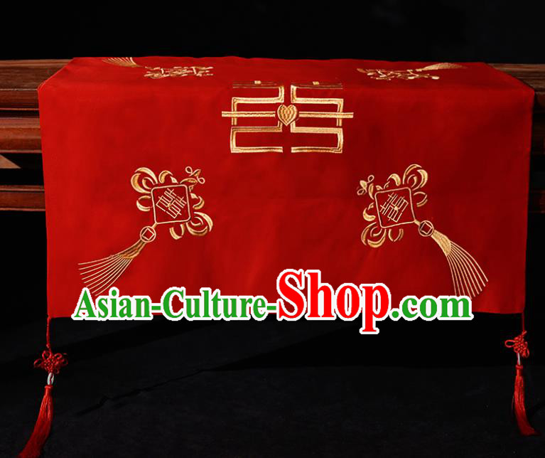 Chinese Traditional Wedding Hair Accessories Ancient Bride Embroidered Chinese Knots Red Cover Headwear for Women